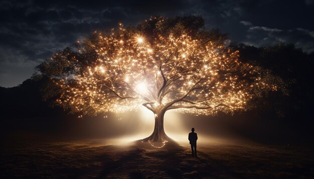 Uma árvore feita de luz Ilustração de energia criativa da árvore da vida