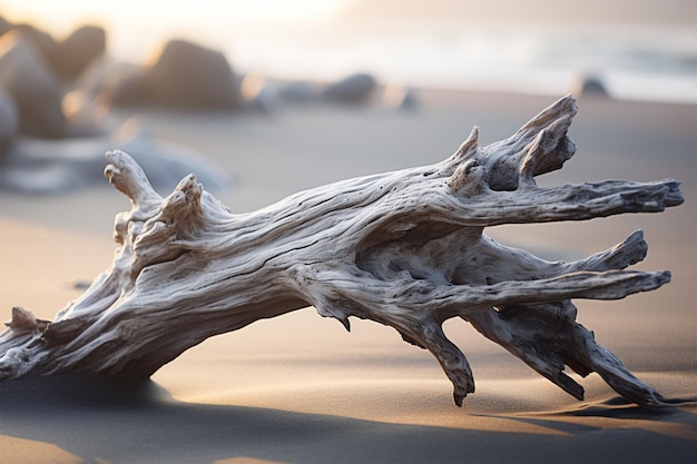 Uma árvore morta na praia