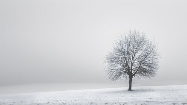 uma árvore sem folhas na neve