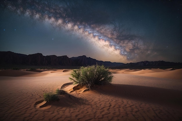 Uma árvore solitária no vasto deserto