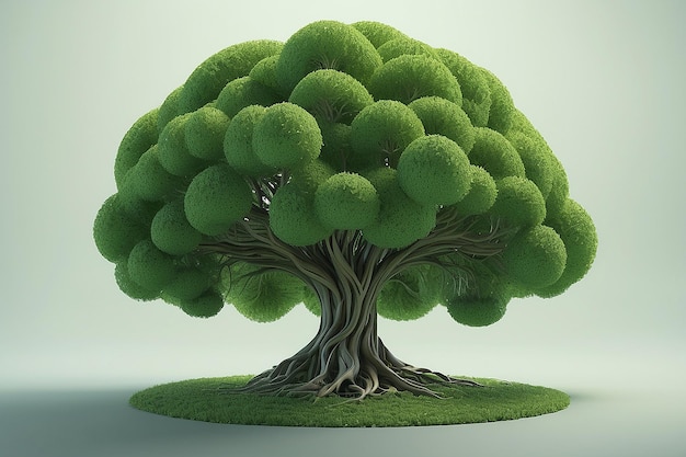 Uma árvore verde com uma forma redonda gerou Ai
