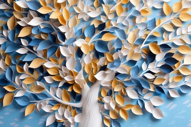 Uma árvore vibrante com folhas penduradas em seus galhos Generative Ai
