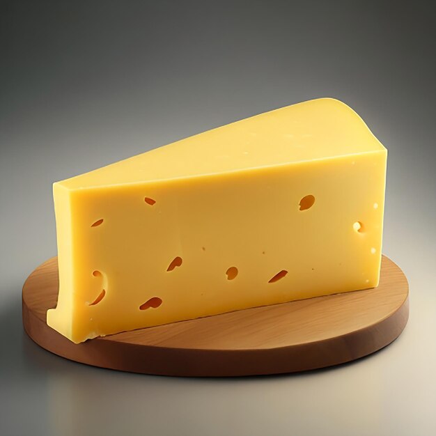 Uma atraente fatia de queijo em um prato