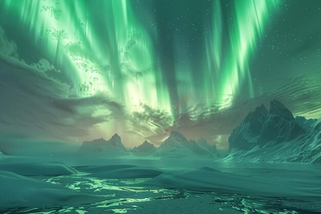 Foto uma aurora deslumbrante dançando no céu polar