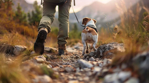 Uma aventura ao ar livre compartilhada com um cão