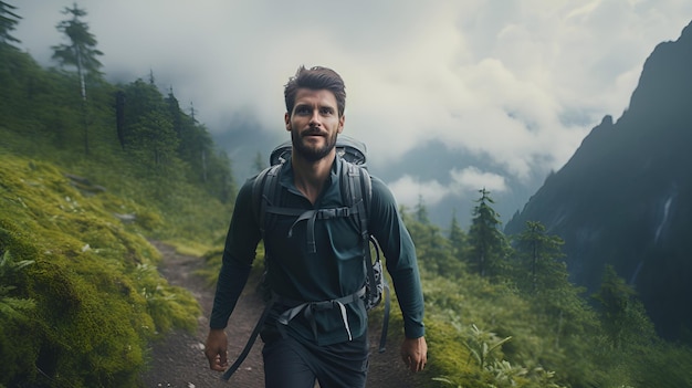 Uma aventura de caminhadas ao ar livre com indivíduos a explorar a natureza