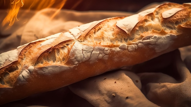 Uma baguete com a palavra pão