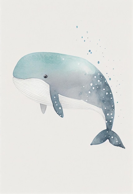 Uma baleia azul com uma baleia azul sobre ela.