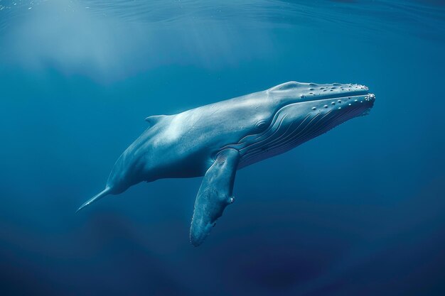 Foto uma baleia está nadando no oceano.