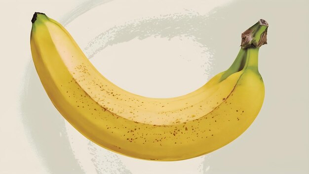 Uma banana perfeitamente madura com uma tonalidade amarelo-dourado vibrante adornada com uma delicada rede de b