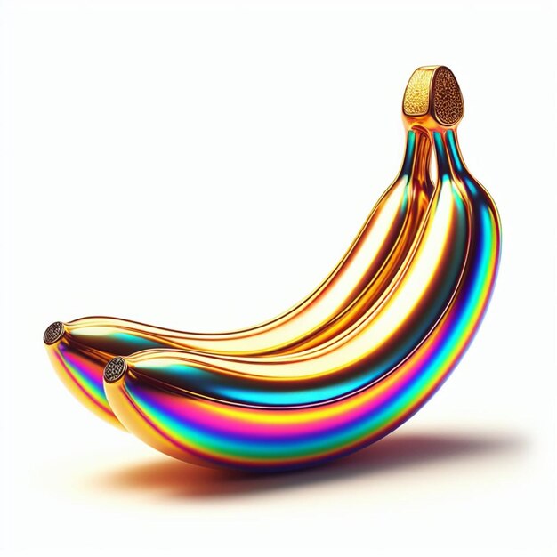 Foto uma banana que tem listras coloridas de arco-íris