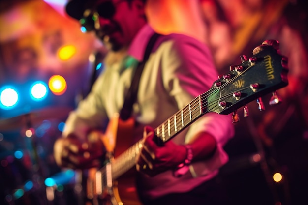 Foto uma banda ao vivo tocando enérgicas músicas latinas festa latina