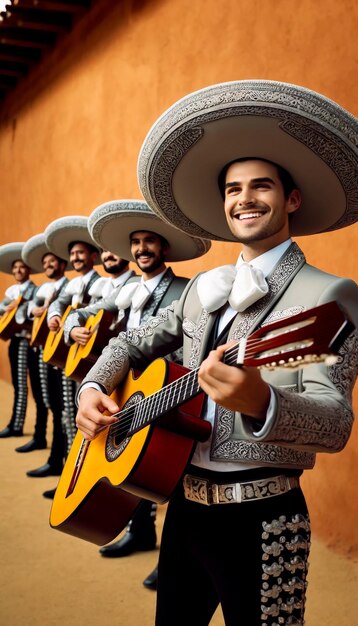 Uma banda de Mariachi alegre se apresentando