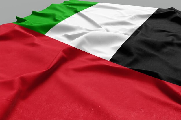 Foto uma bandeira 3d com a bandeira dos emirados árabes unidos