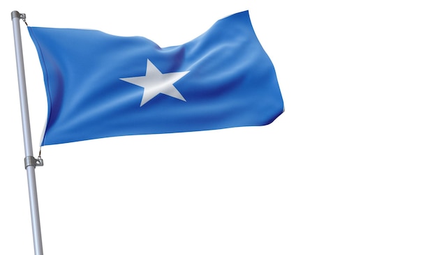 uma bandeira a agitar-se no vento com uma estrela branca