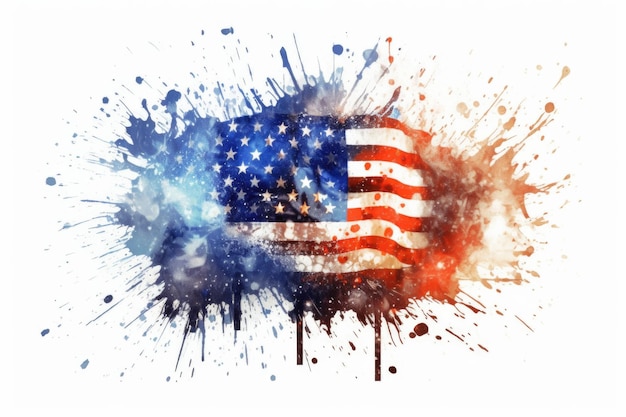 Uma bandeira americana com respingos de tinta