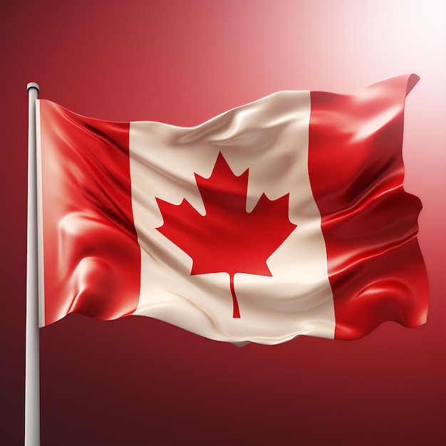 Uma bandeira canadense com um fundo vermelho