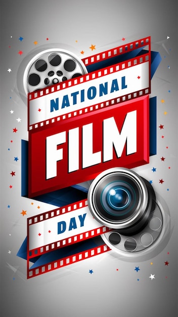 Uma bandeira colorida e dinâmica celebrando o Dia Nacional do Cinema