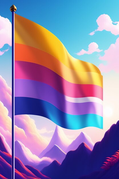 Foto uma bandeira com a palavra arco-íris