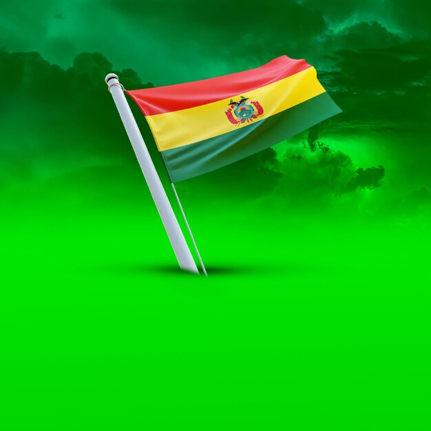 Uma bandeira da Bolívia em um backround de nuvem verde usando para mídias sociais