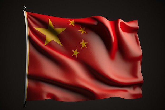 Uma bandeira da China está balançando ao vento.