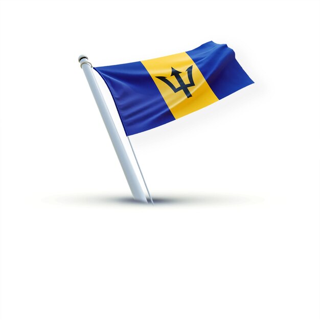 Uma bandeira de Barbados em um fundo branco usando para mídias sociais