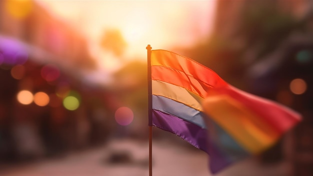 Uma bandeira do arco-íris com a palavra orgulho nela