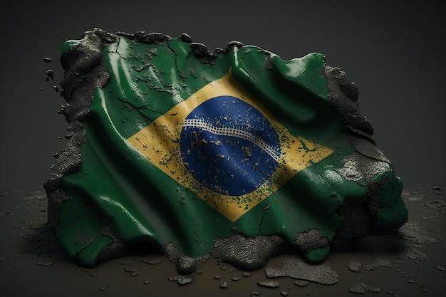 Uma bandeira do brasil é rasgada em um buraco negro.