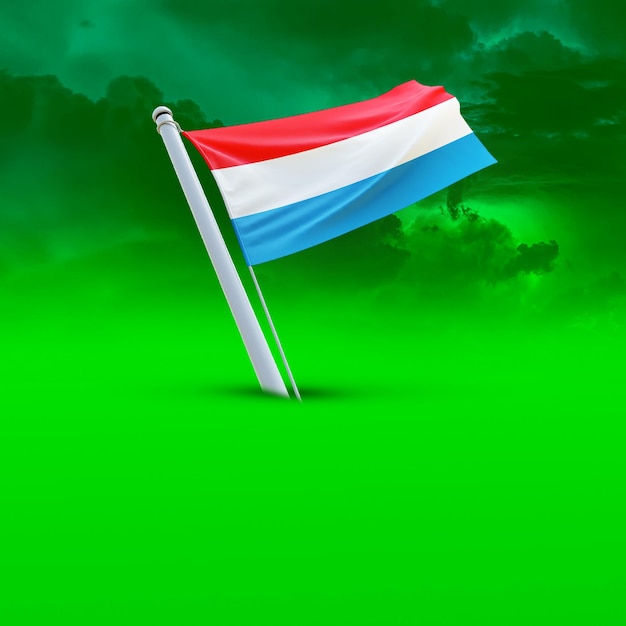 Uma bandeira do luxemburgo em um backround de nuvem verde usando para mídias sociais