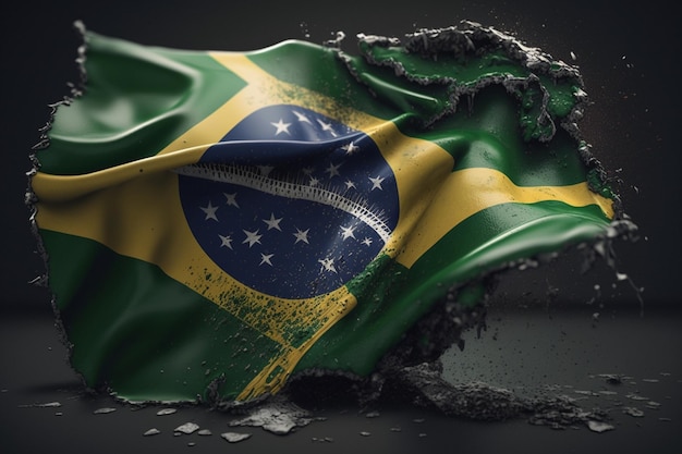Uma bandeira que tem a palavra brasil