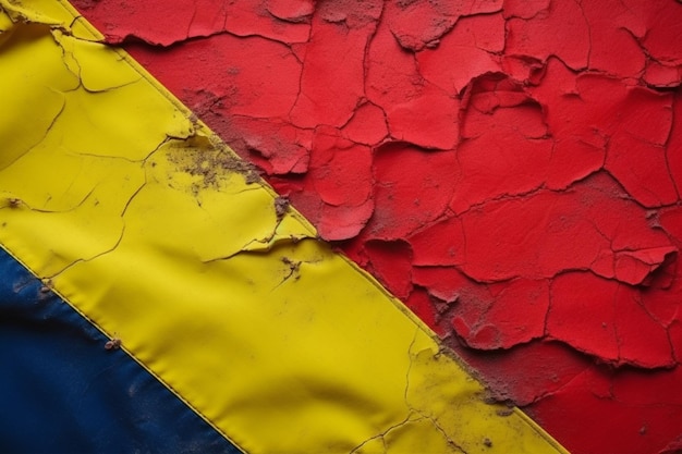 Uma bandeira vermelha e amarela com a palavra Colômbia
