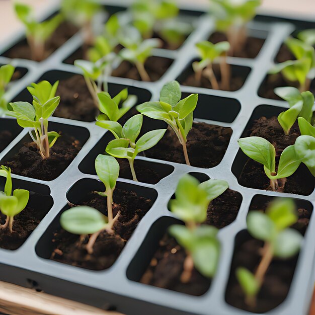 uma bandeja de plantas com uma tampa de plástico preto que diz " planta de citação "