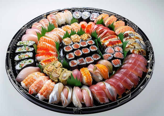 uma bandeja de sushi com sushi nele