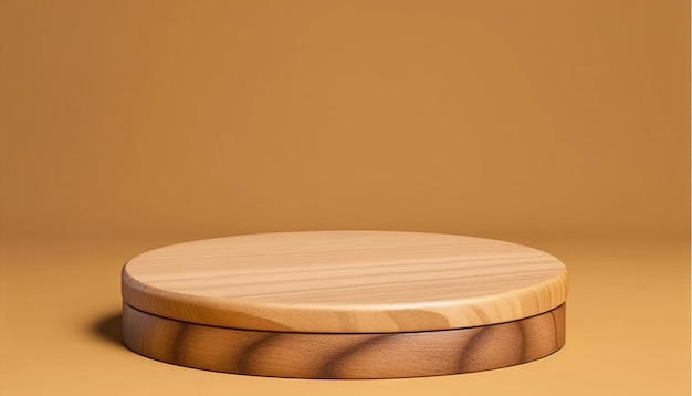 Uma bandeja redonda de madeira com uma tampa redonda que diz 'não'. 1' nele