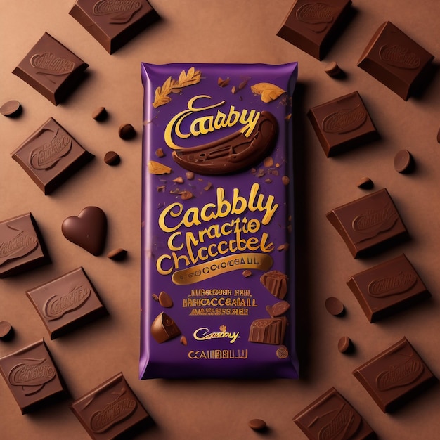 Uma barra de chocolate Cadbury doce com embalagem HD