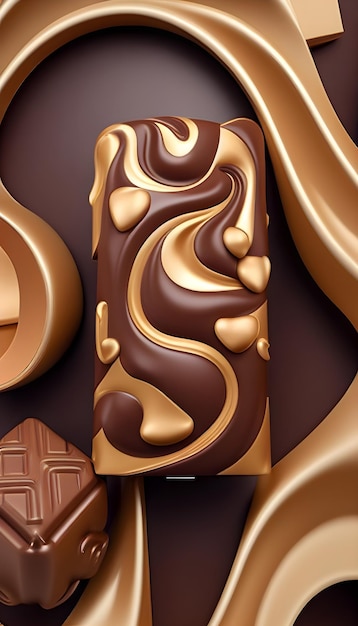 Uma barra de chocolate com um desenho de chocolate