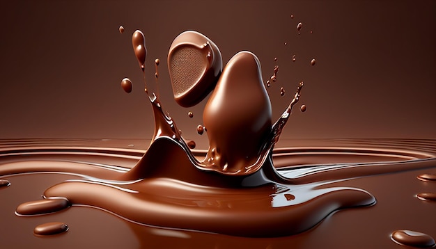 Uma barra de chocolate é mostrada com um toque de chocolate