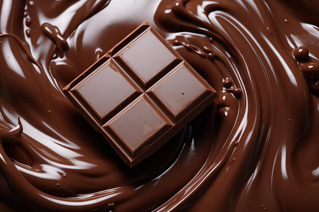 Uma barra de chocolate em um líquido