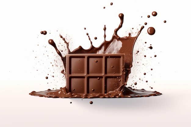 Uma barra de chocolate está espirrando de um pouco de chocolate.