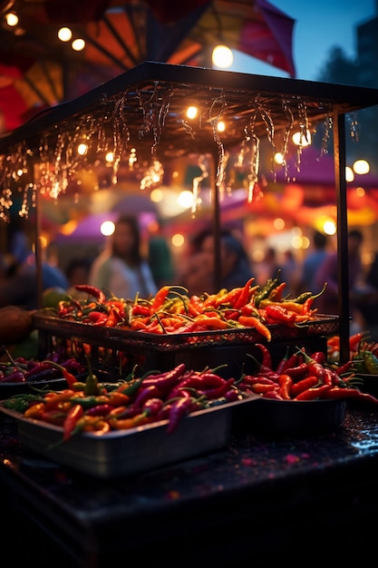 uma barraca de comida em um mercado na cidade de pessoa