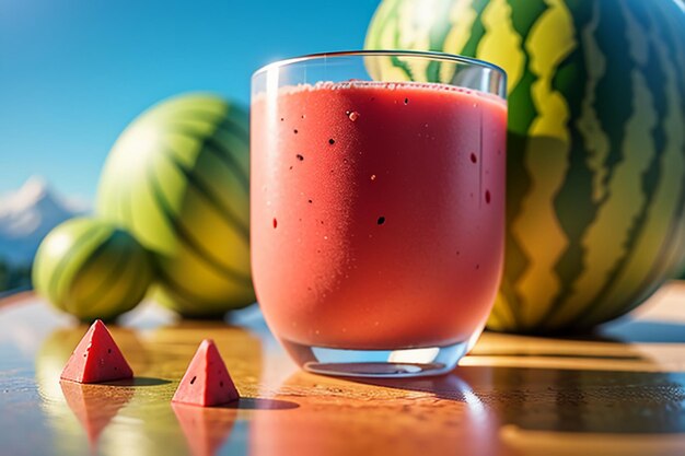 Foto uma bebida deliciosa e refrescante de suco de melancia é muito confortável para saciar a sede no verão