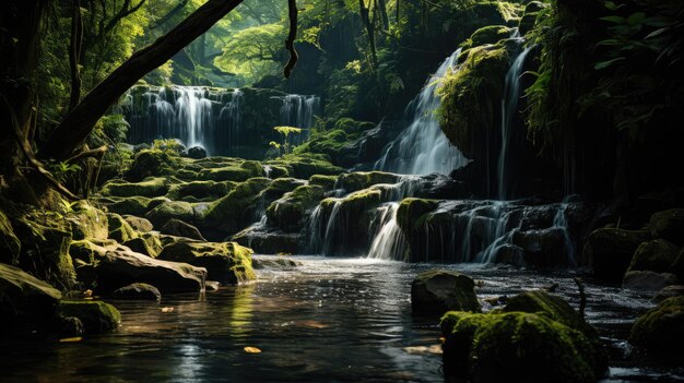 Uma bela cachoeira no fundo da floresta