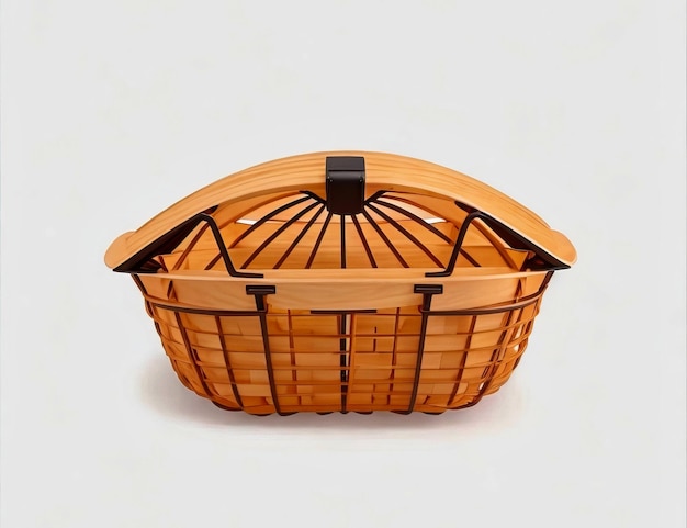 Foto uma bela cesta feita de madeira e bambu