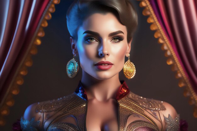 Uma bela e glamurosa dançarina de circo com sua roupa deslumbrante Generative AI_19