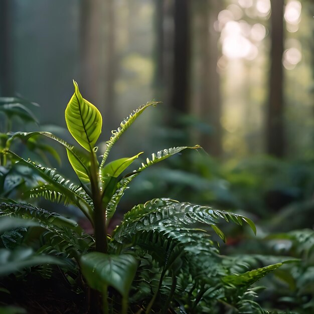 Uma bela floresta exuberante gerada pela IA.