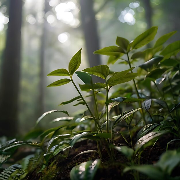 Uma bela floresta exuberante gerada pela IA.