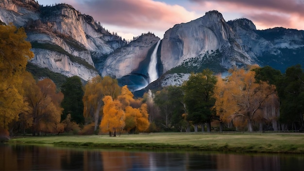 Foto uma bela foto da cachoeira de vernal falls, no parque nacional de yosemite, nos estados unidos.