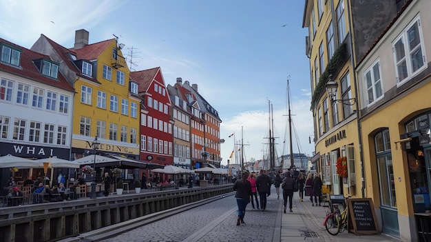 Uma bela foto de um canal colorido em Copenhague, na Dinamarca