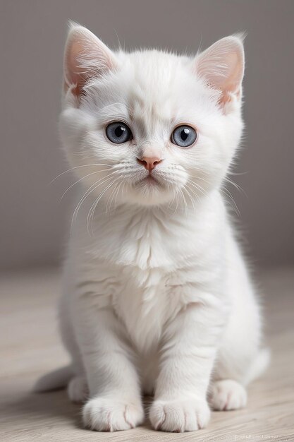 Uma bela foto de um gatinho britânico de pelo curto branco.