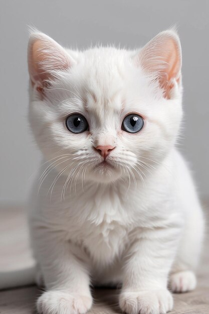 Uma bela foto de um gatinho britânico de pelo curto branco.